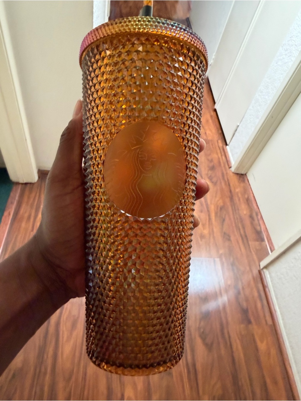 Starbucks 50th Anniversary Amber Tone Studded Cold Cup 24 oz NWT